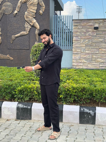 Premium & Luxury Feel Soft Cotton Cord Set Black