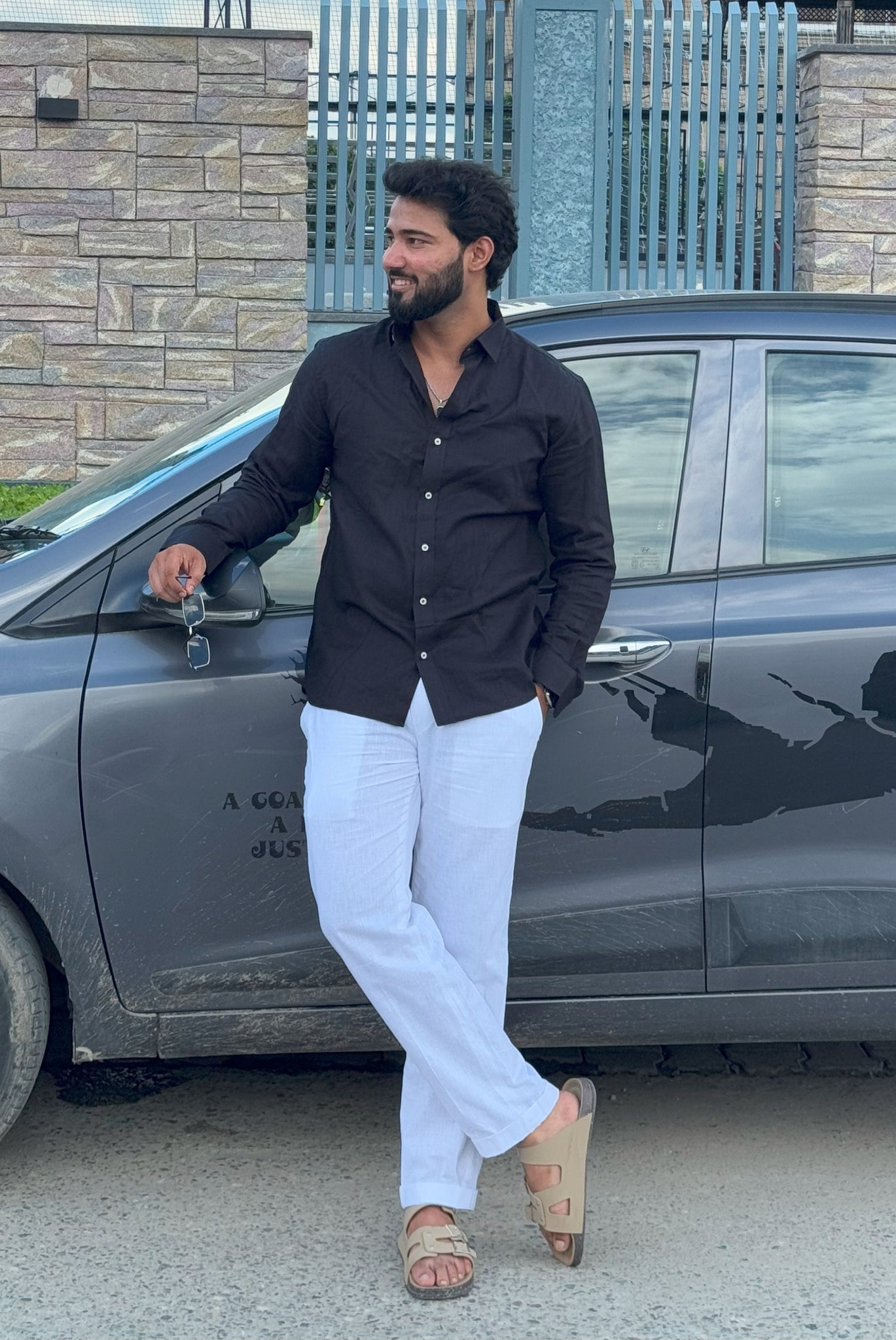 Premium & Luxury Feel Soft Cotton Linen Set Black & White