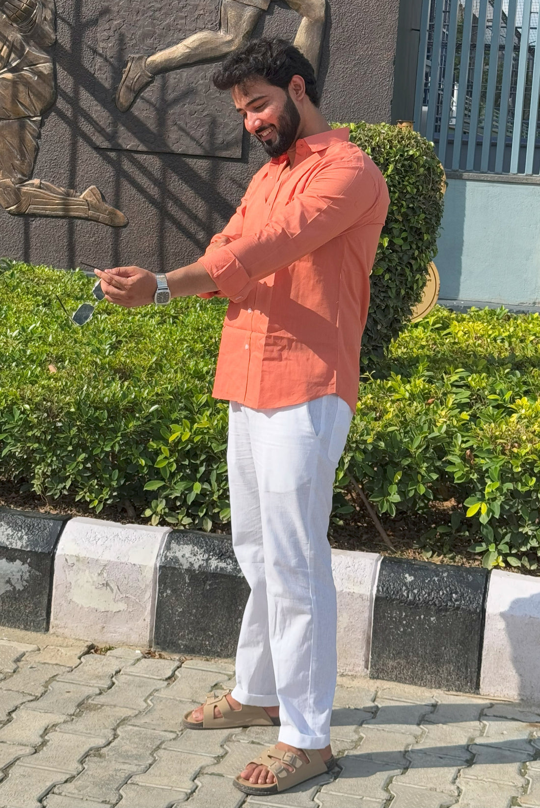 Premium & Luxury Feel Soft Cotton Linen Set Dusty & White