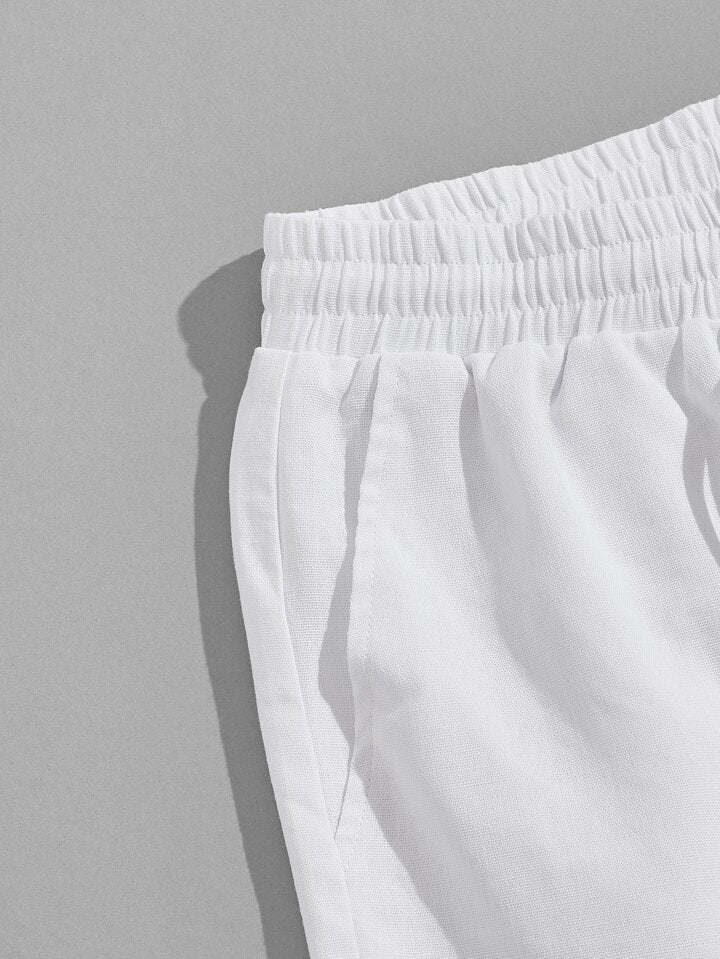 Straight-Leg Relax Fit White Trousers