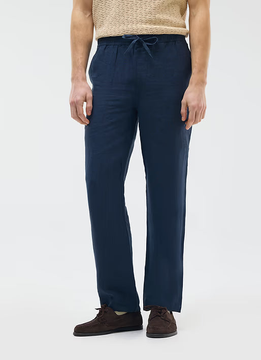Straight-Leg Relax Fit Blue Trousers