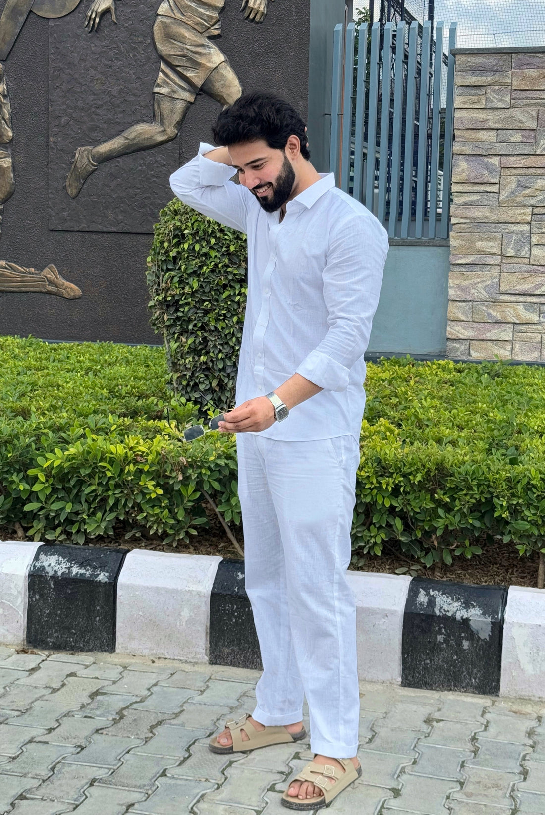 Premium & Luxury Feel Cotton Linen Cord Set White