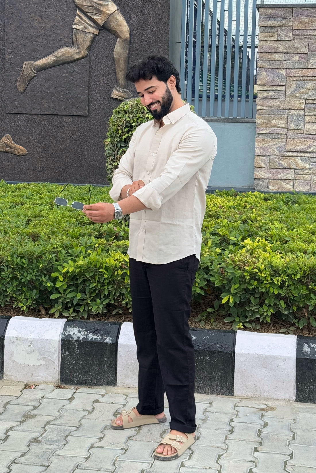 Premium & Luxury Feel Soft Cotton Linen Set Beign & Black