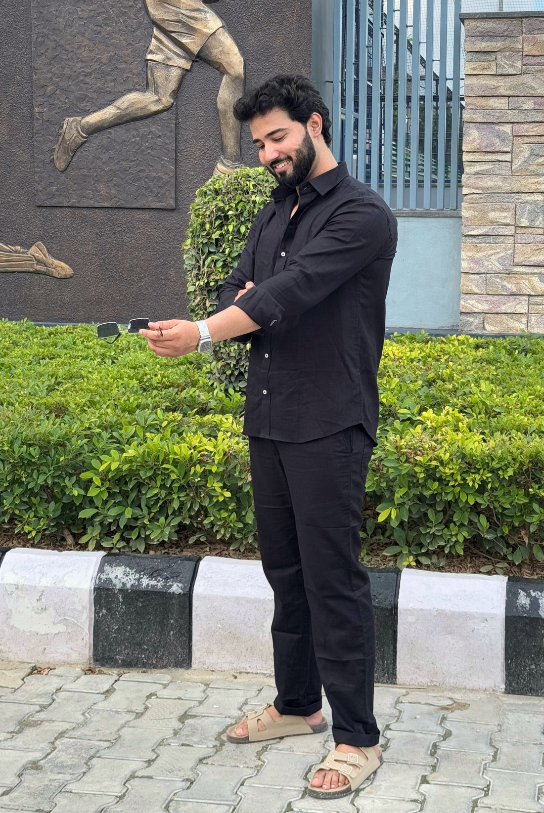 Premium & Luxury Feel Cotton Linen Cord Set Black