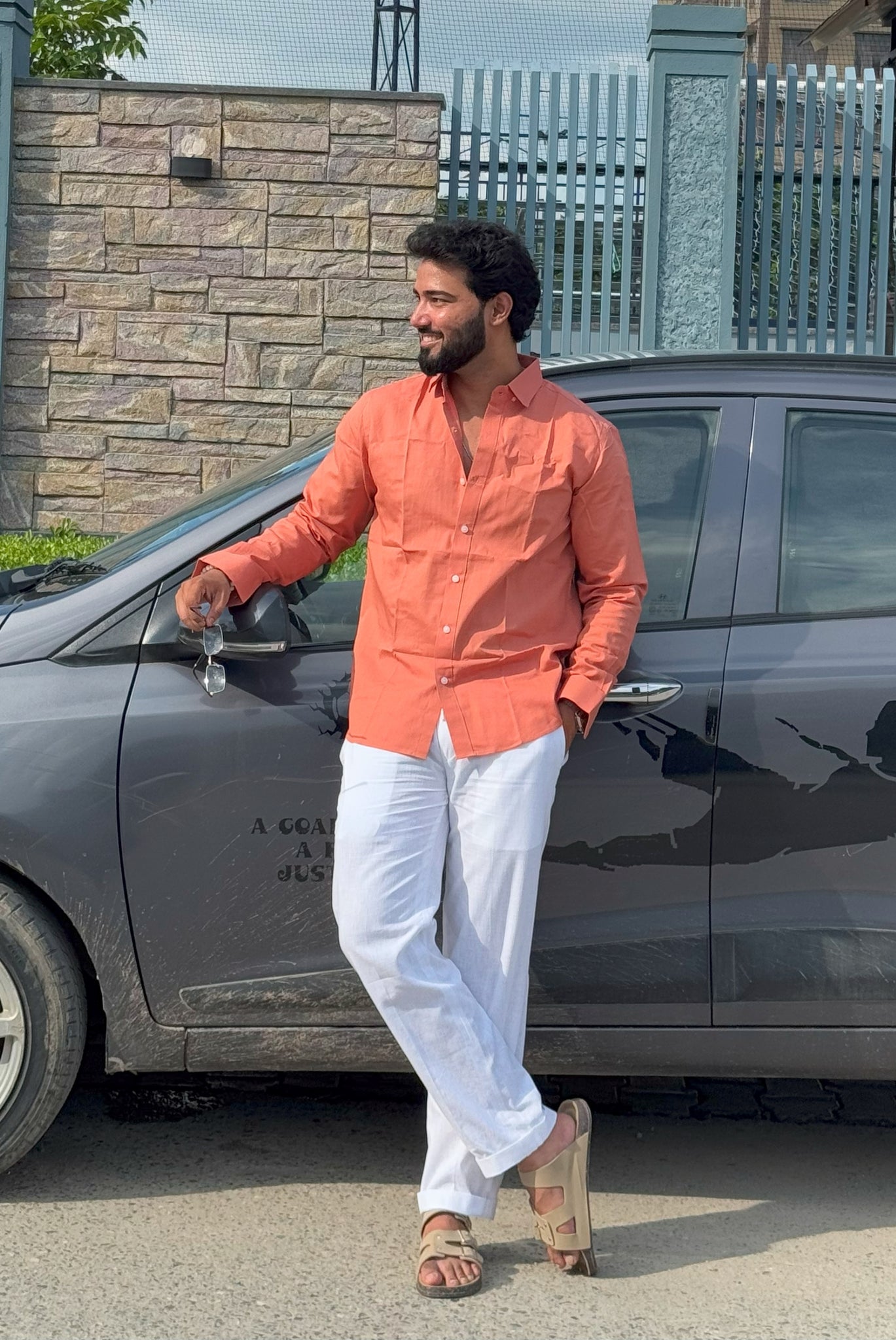 Premium & Luxury Feel Soft Cotton Linen Set Dusty & White