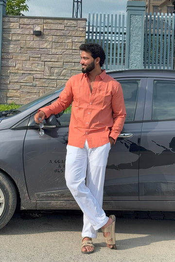 Premium & Luxury Feel Soft Cotton Linen Set Dusty & White