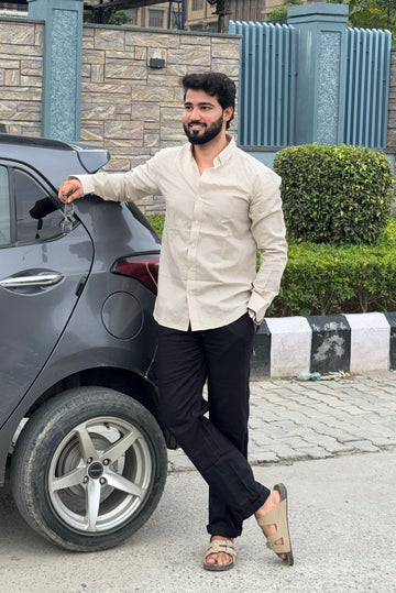 Premium & Luxury Feel Soft Cotton Linen Set Beign & Black