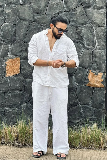 Relaxed Fit Linen Top & Bottom Cord Set