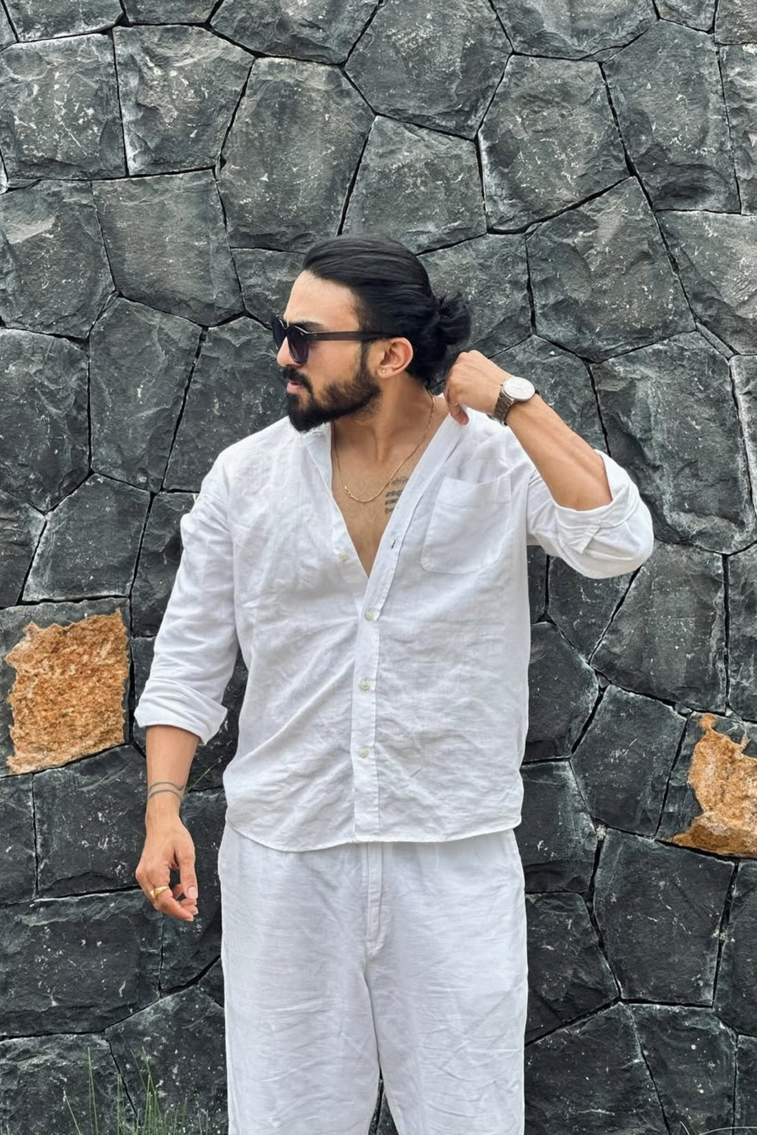 Relaxed Fit Linen Top & Bottom Cord Set